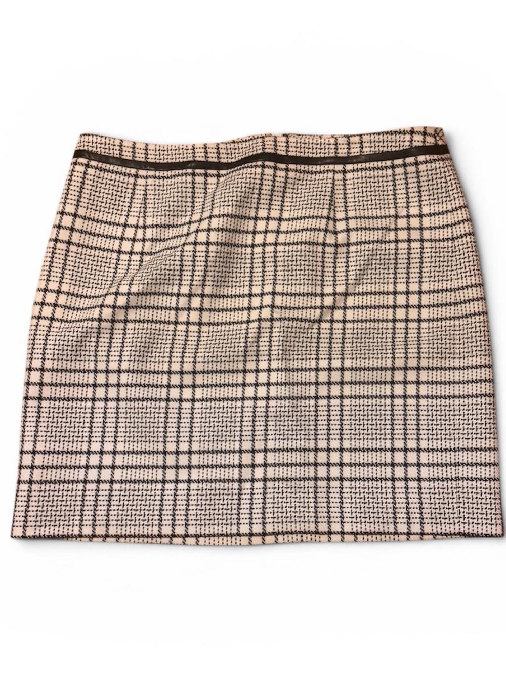 White House Black Market Cream and Black Plaid Mini Skirt